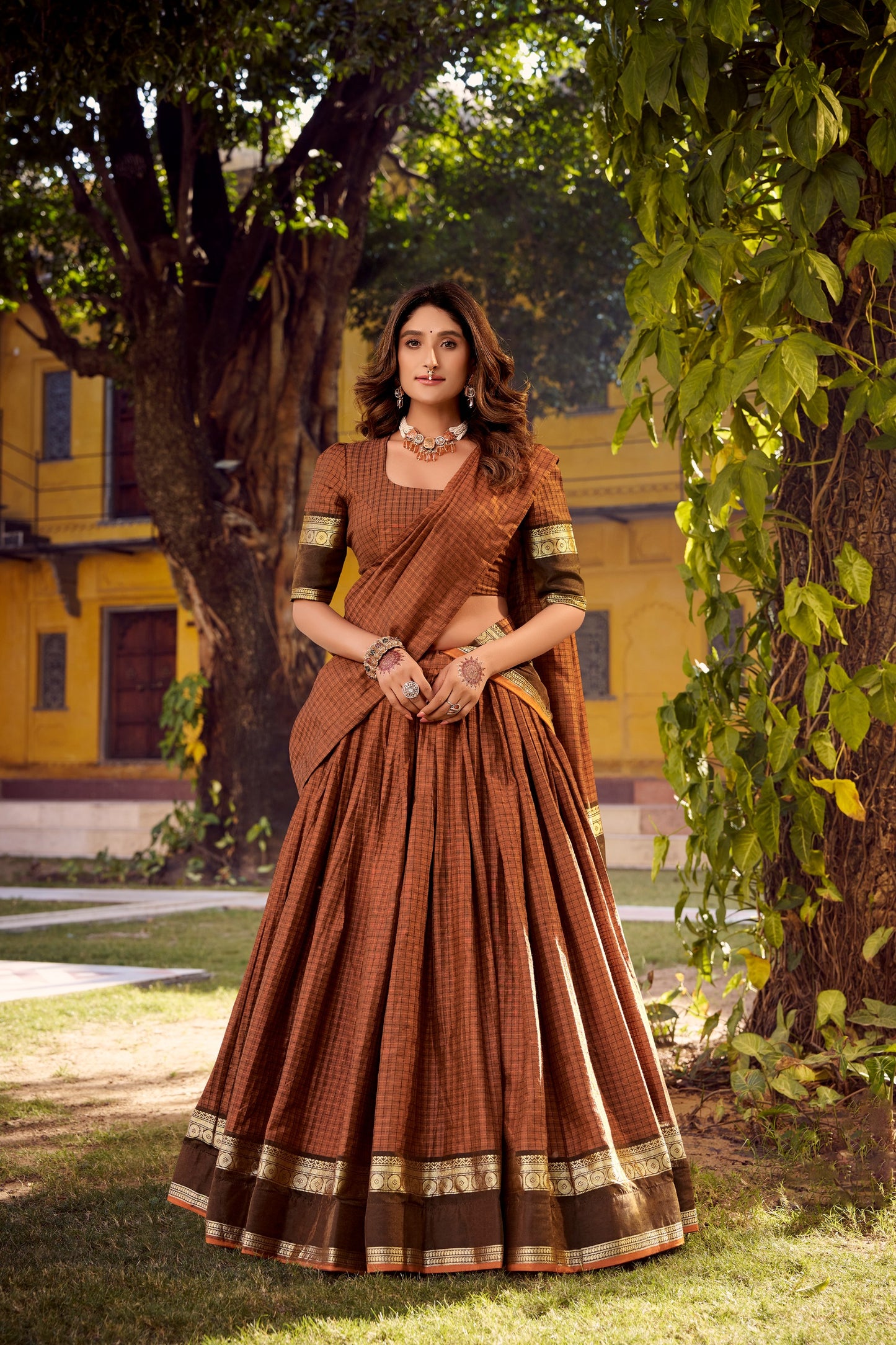 Chettinad Cotton Readymade Dhavani / Half Saree Collection – ₹1799