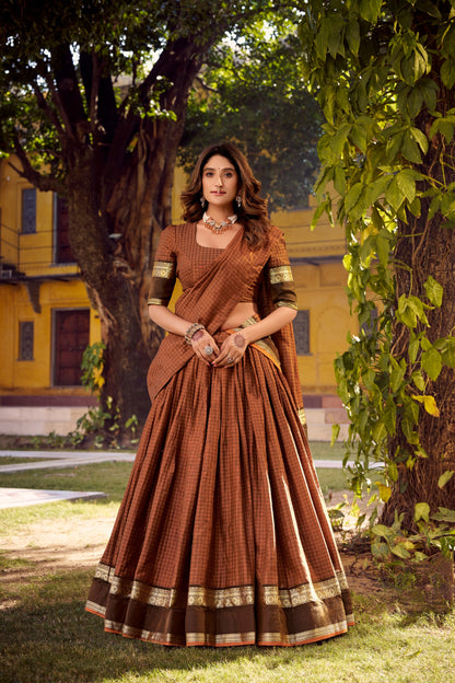 Chettinad Cotton Readymade Dhavani / Half Saree Collection – ₹1799