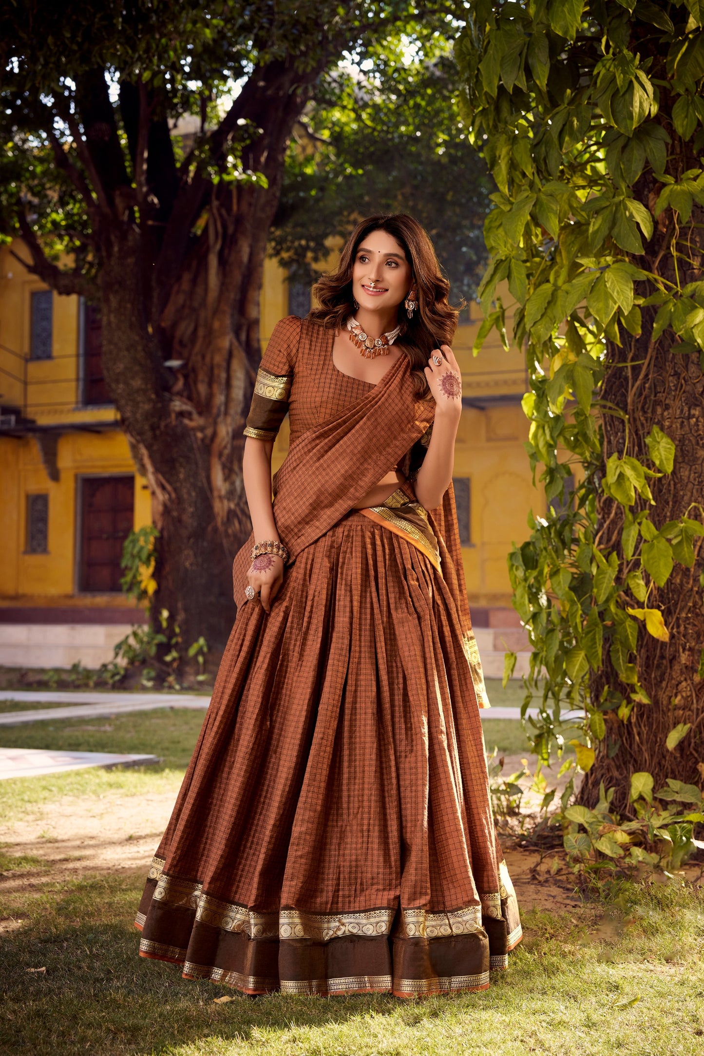 Chettinad Cotton Readymade Dhavani / Half Saree Collection – ₹1799