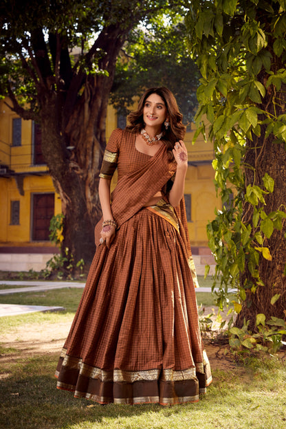 Chettinad Cotton Readymade Dhavani / Half Saree Collection – ₹1799