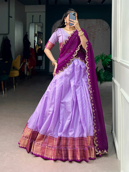 Cotton Silk Readymade Dhavani / Half Saree Collection – ₹1399