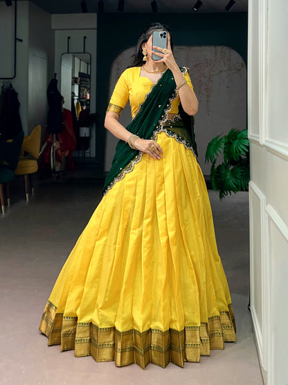 Cotton Silk Readymade Dhavani / Half Saree Collection – ₹1399