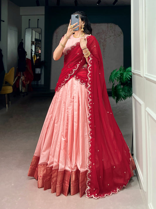 Cotton Silk Readymade Dhavani / Half Saree Collection – ₹1399