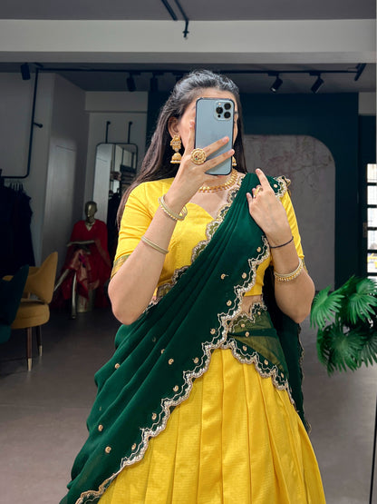 Cotton Silk Readymade Dhavani / Half Saree Collection – ₹1399