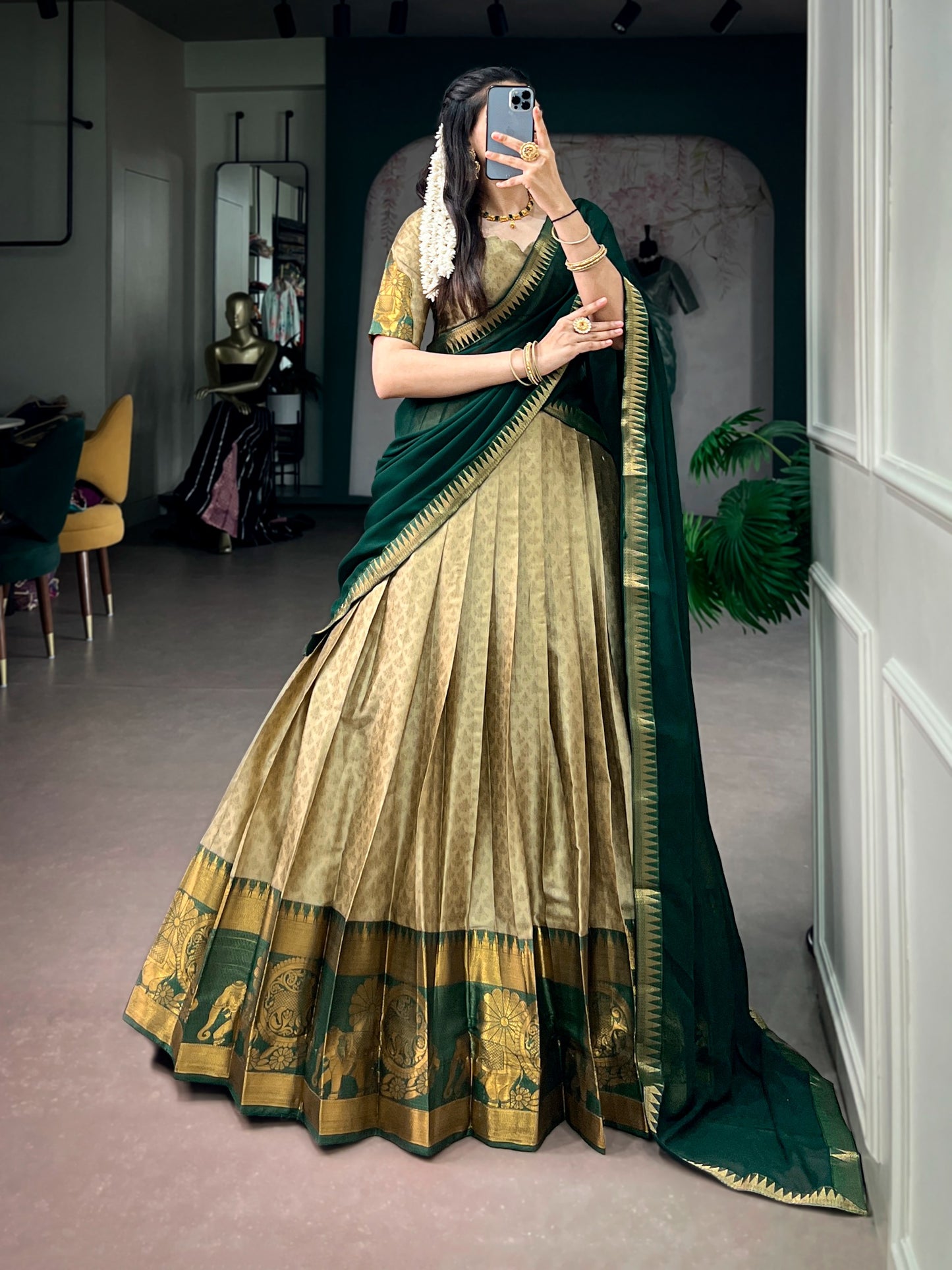 Cotton Silk Readymade Dhavani / Half Saree Collection – ₹1499