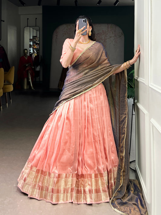 Dupion Silk Readymade Dhavani / Half Saree Collection – ₹1499