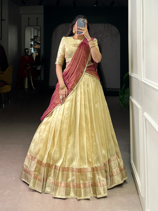 Dupion Silk Readymade Dhavani / Half Saree Collection – ₹1499
