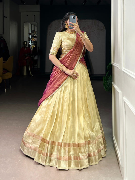 Dupion Silk Readymade Dhavani / Half Saree Collection – ₹1499