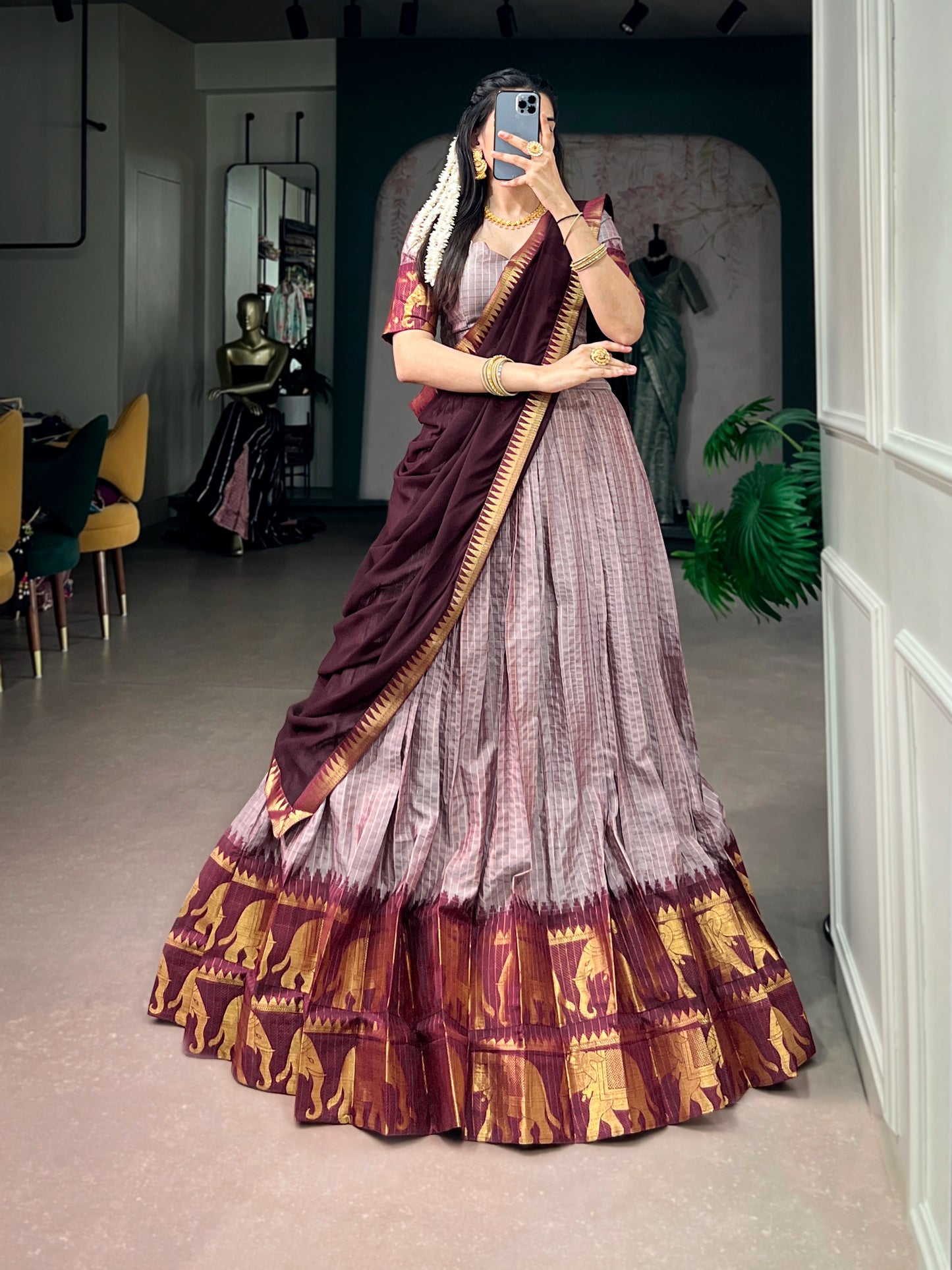 Cotton Silk Readymade Dhavani / Half Saree Collection – ₹1399