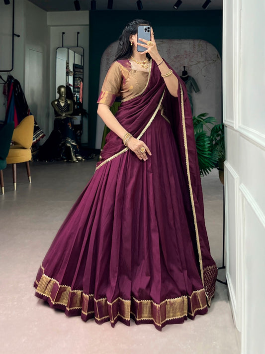 Chanderi Silk Readymade Dhavani / Half Saree Collection – ₹1499