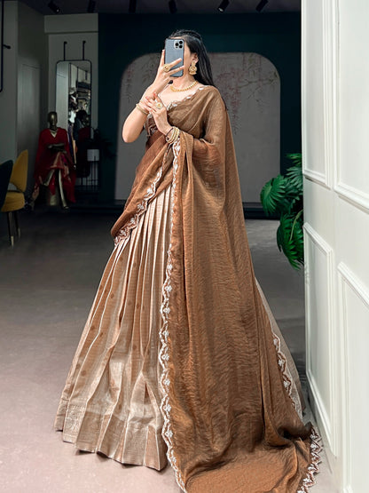 Chinnon Silk Checked Readymade Dhavani  Collection – ₹1799