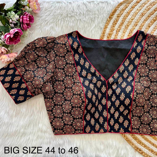 Readymade Ajrakh Cotton Plus Size Blouse – ₹699