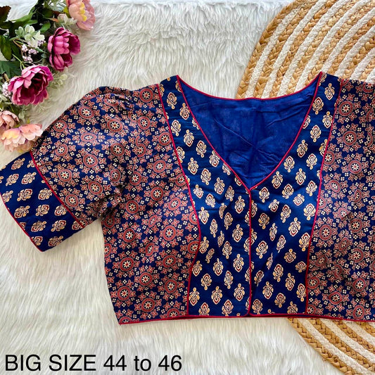 Readymade Ajrakh Cotton Plus Size Blouse – ₹699
