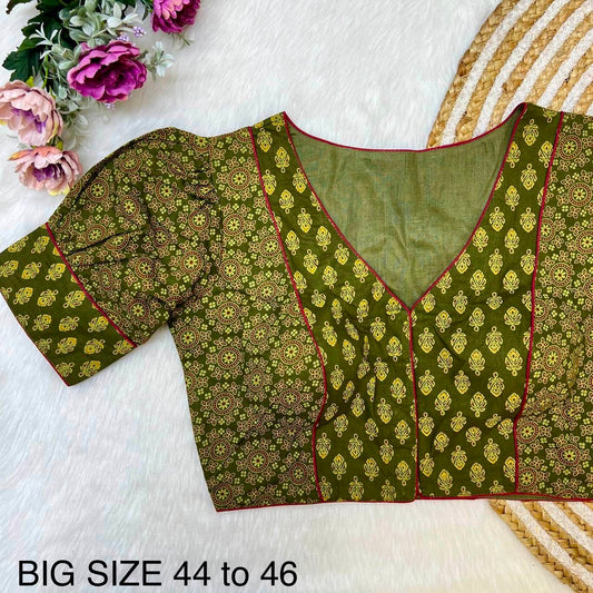 Readymade Ajrakh Cotton Plus Size Blouse – ₹699