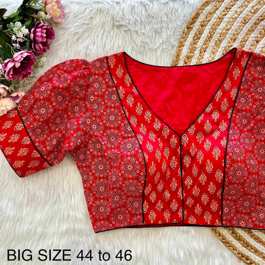 Readymade Ajrakh Cotton Plus Size Blouse – ₹699