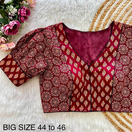 Readymade Ajrakh Cotton Plus Size Blouse – ₹699