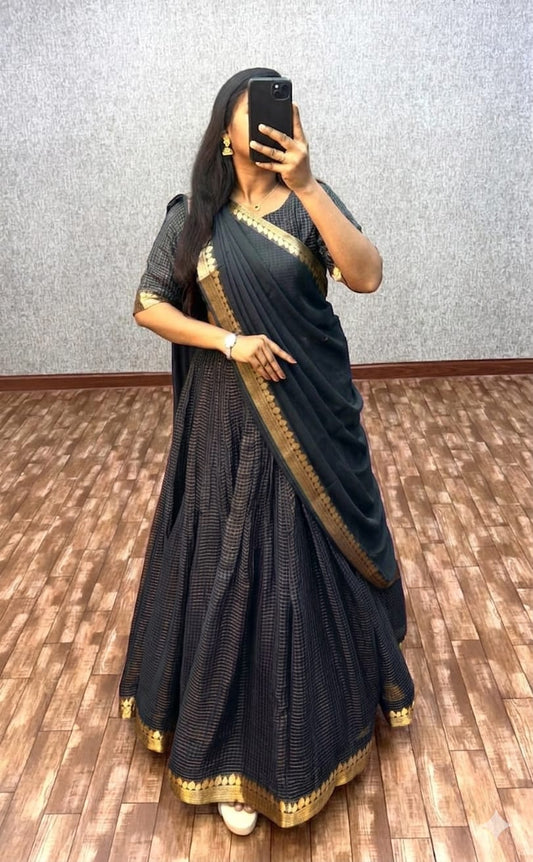Viscose Readymade Dhavani / Half Saree Collection – ₹1499
