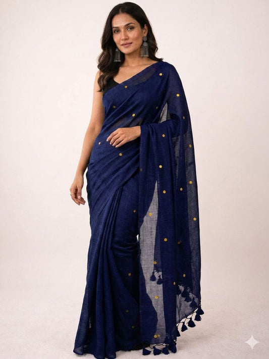 Khadi Cotton Saree with Gini Sequence Work – ₹999