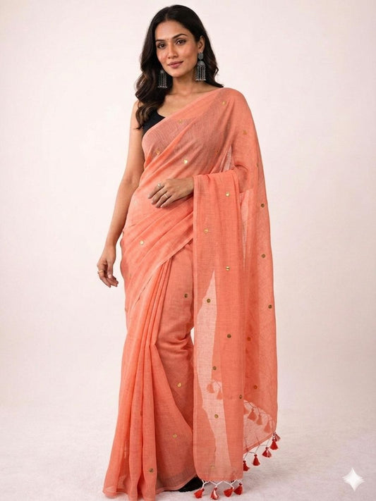 Khadi Cotton Saree with Gini Sequence Work – ₹999