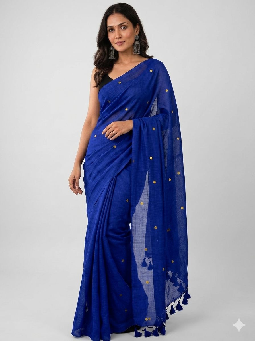 Khadi Cotton Saree with Gini Sequence Work – ₹999