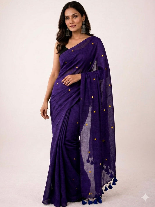 Khadi Cotton Saree with Gini Sequence Work – ₹999