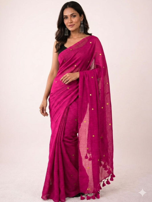 Khadi Cotton Saree with Gini Sequence Work – ₹999