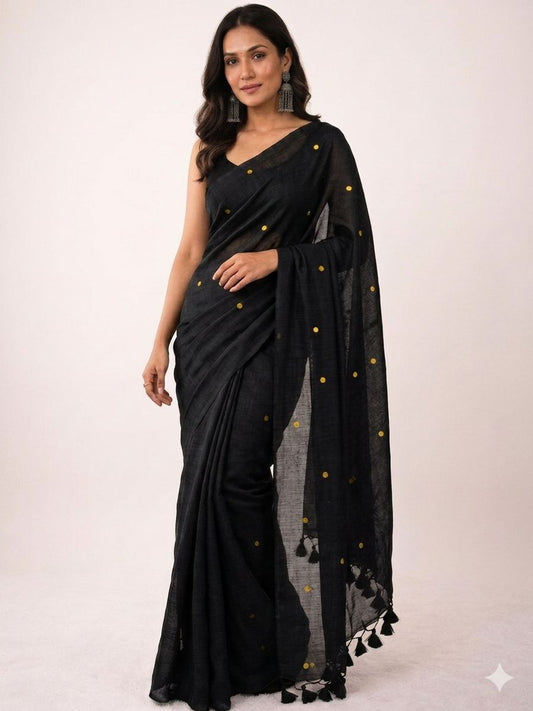 Khadi Cotton Saree with Gini Sequence Work – ₹999