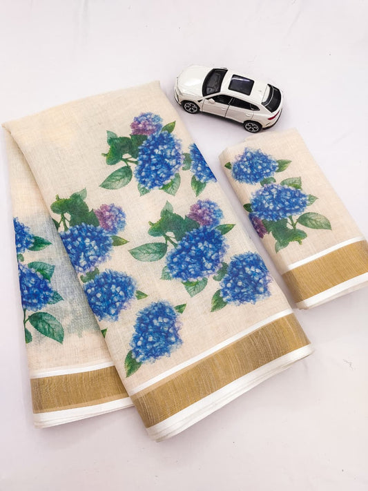 Linen Slub Cotton Floral Saree – ₹899