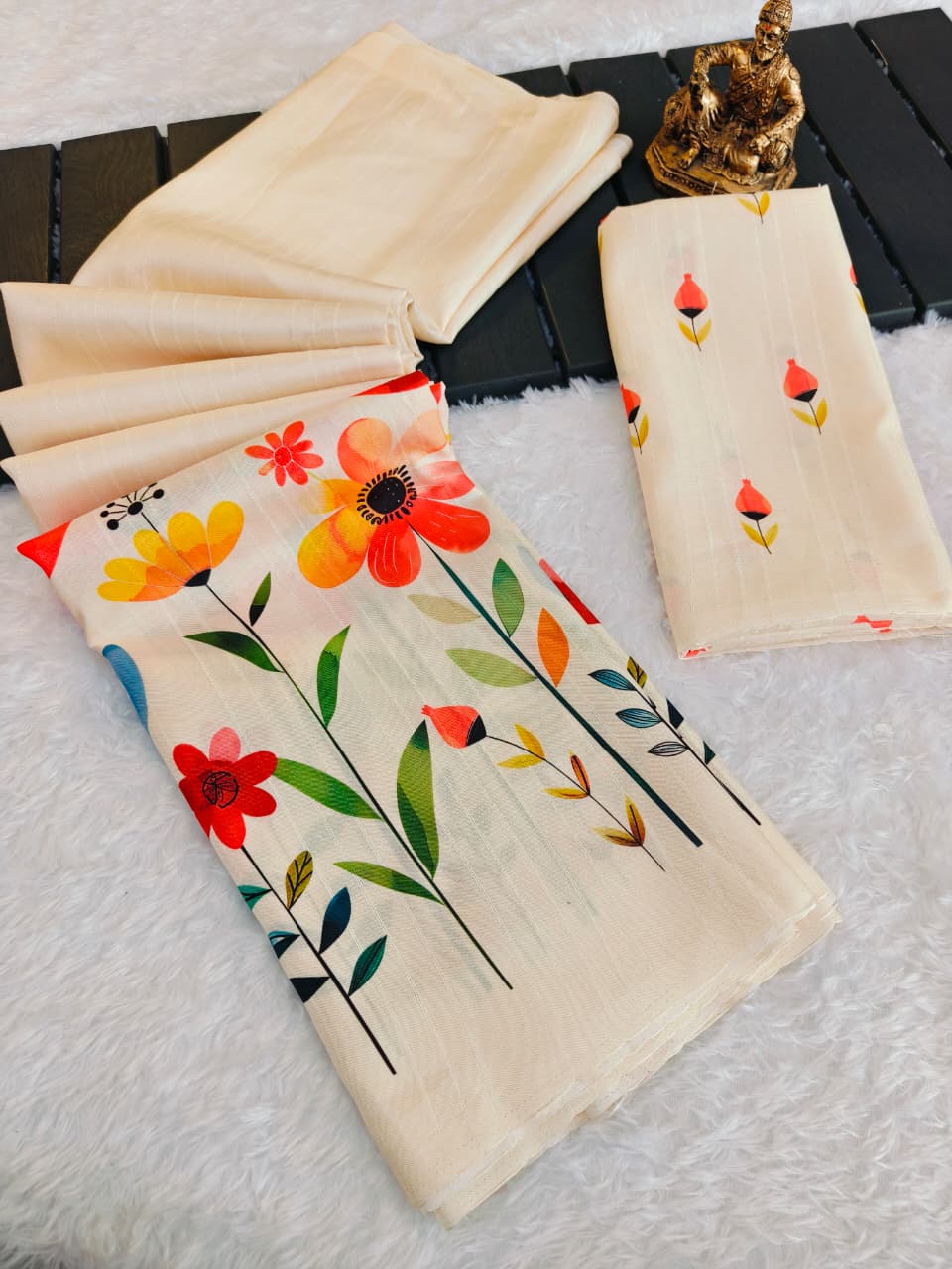 Semi Tussar Silk Floral Saree – ₹999