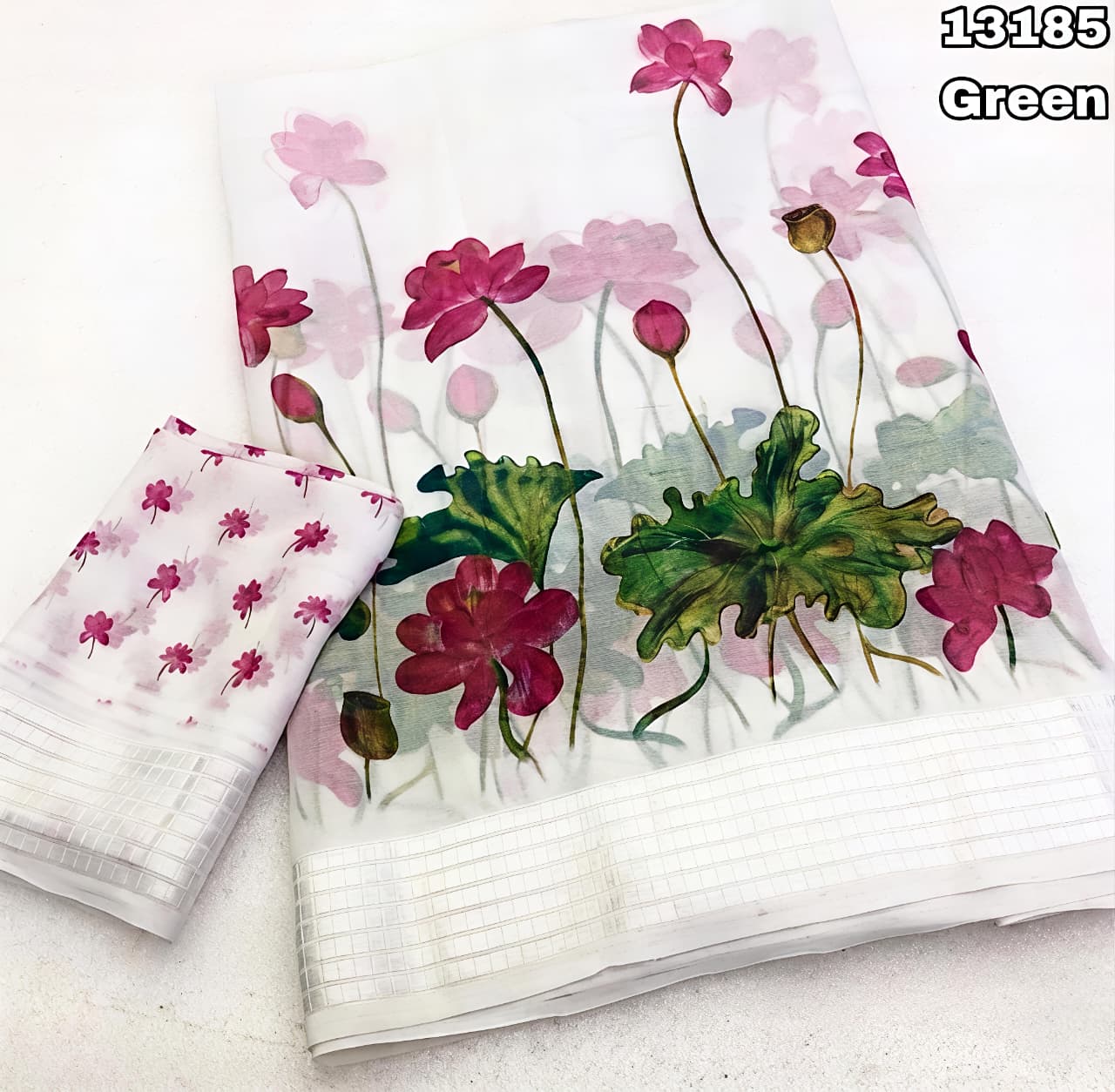 Soft Georgette Chiffon Floral Saree with Weaving Borders – ₹999