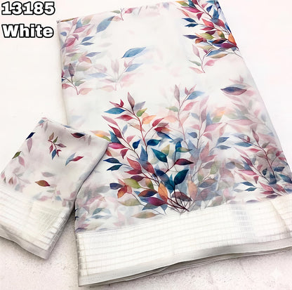 Soft Georgette Chiffon Floral Saree with Weaving Borders – ₹999