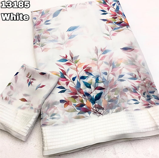 Soft Georgette Chiffon Floral Saree with Weaving Borders – ₹999