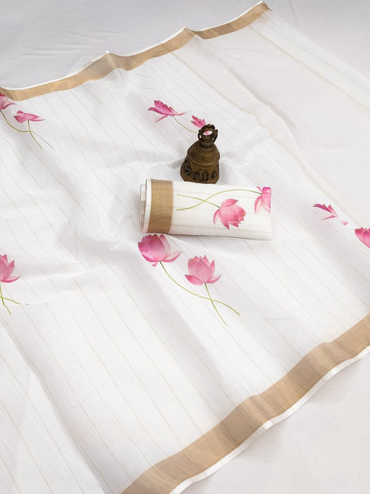 Linen Slub Cotton Floral Saree – ₹899