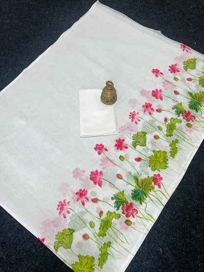 Linen Slub Cotton Floral Saree – ₹899