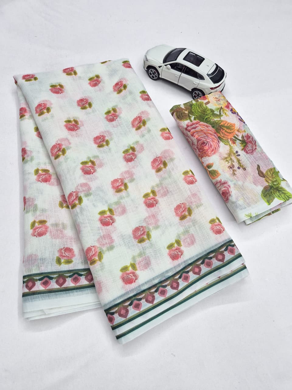 Linen Slub Cotton Floral Saree – ₹899