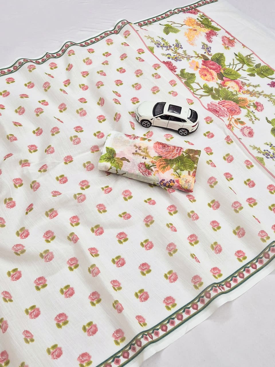 Linen Slub Cotton Floral Saree – ₹899