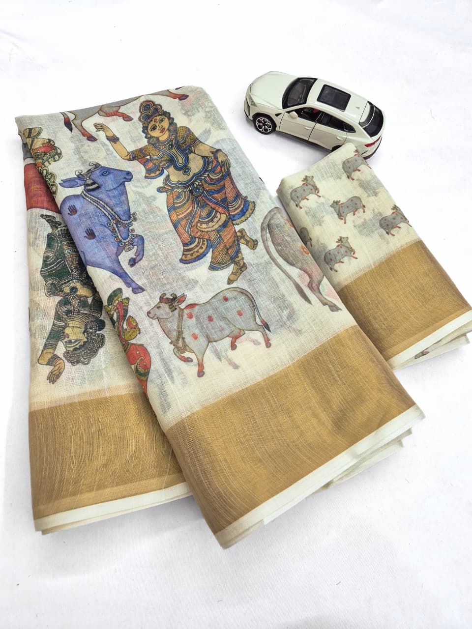 Linen Slub Cotton Kalamkari Saree – ₹899