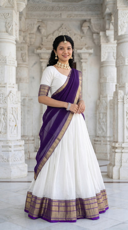 Mul Chanderi Cotton Readymade Dhavani / Half Saree Collection – ₹1399