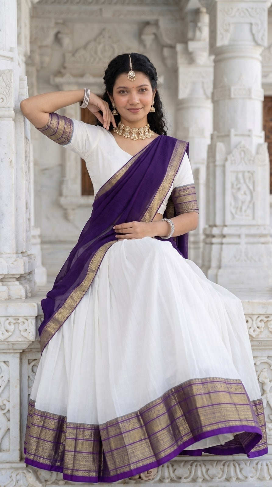 Mul Chanderi Cotton Readymade Dhavani / Half Saree Collection – ₹1399