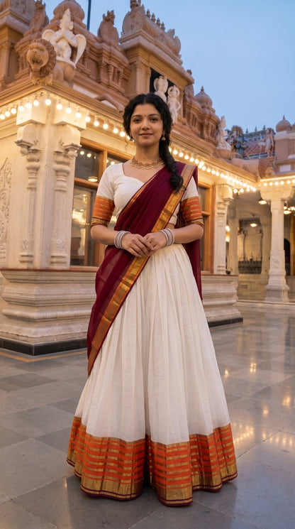 Mul Chanderi Cotton Readymade Dhavani / Half Saree Collection – ₹1399