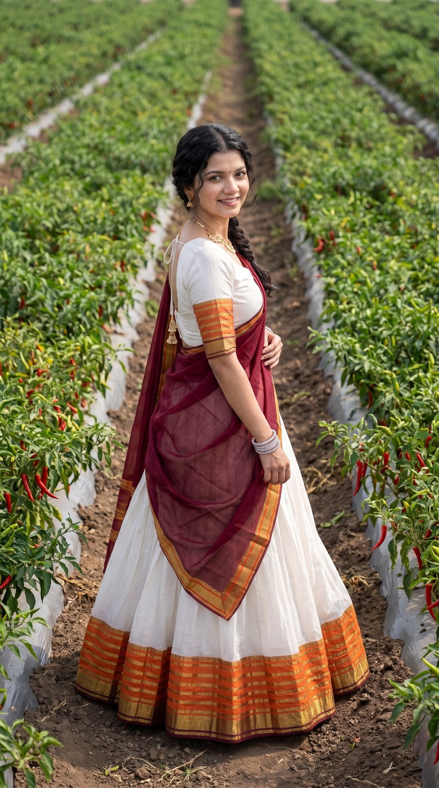 Mul Chanderi Cotton Readymade Dhavani / Half Saree Collection – ₹1399