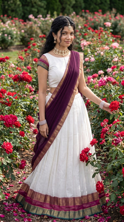 Mul Chanderi Cotton Readymade Dhavani / Half Saree Collection – ₹1399