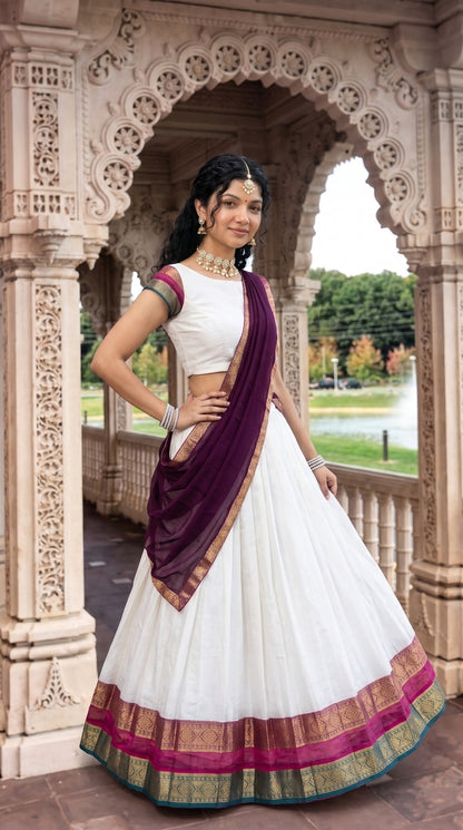 Mul Chanderi Cotton Readymade Dhavani / Half Saree Collection – ₹1399