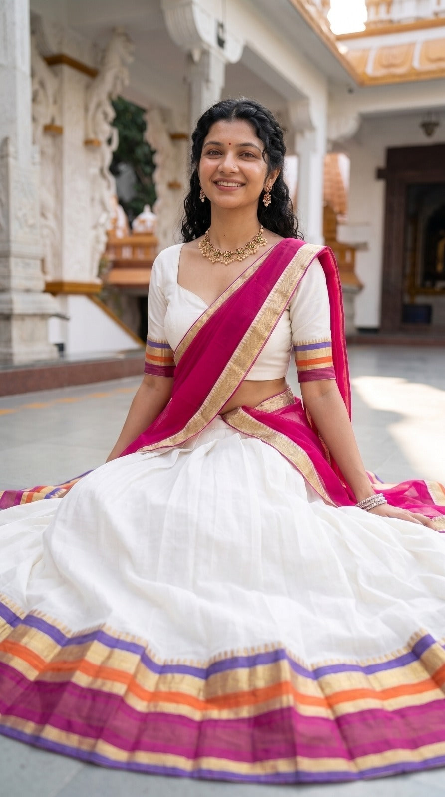 Mul Chanderi Cotton Readymade Dhavani / Half Saree Collection – ₹1399