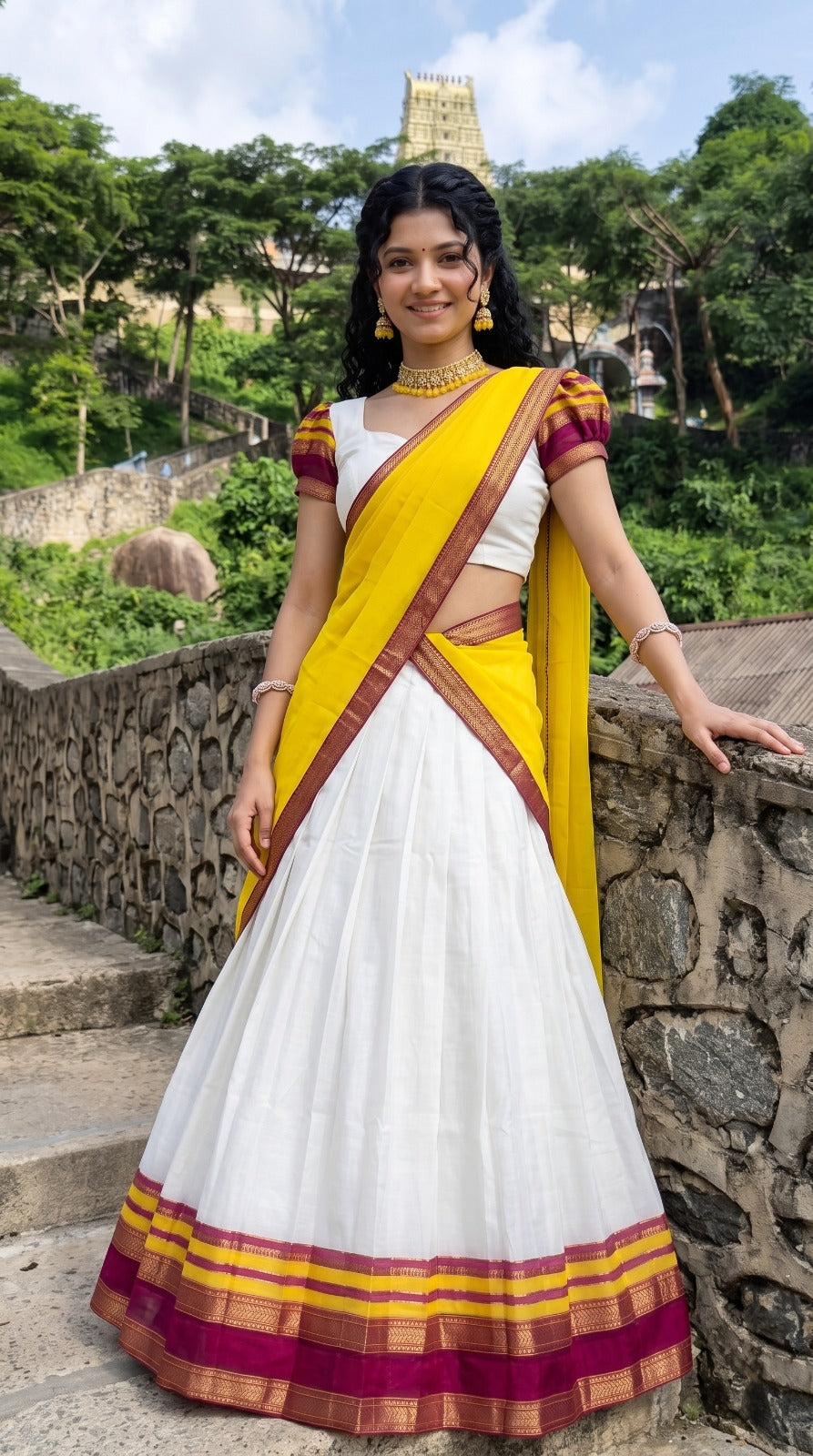 Mul Chanderi Cotton Readymade Dhavani / Half Saree Collection – ₹1399