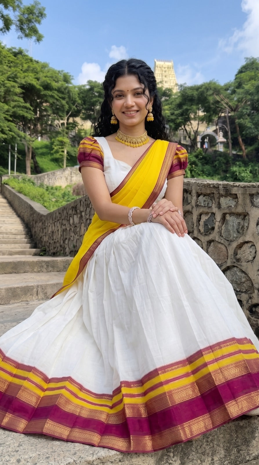 Mul Chanderi Cotton Readymade Dhavani / Half Saree Collection – ₹1399