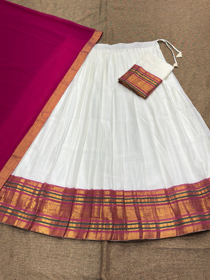 Mul Chanderi Cotton Readymade Dhavani / Half Saree Collection – ₹1399
