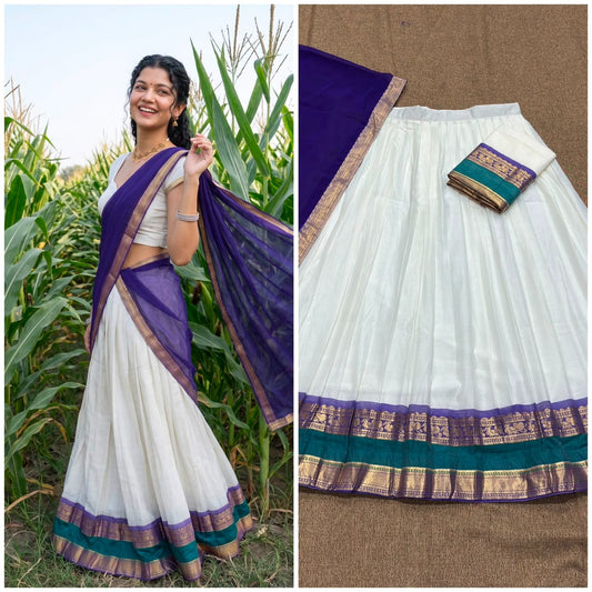 Mul Chanderi Cotton Readymade Dhavani / Half Saree Collection – ₹1399