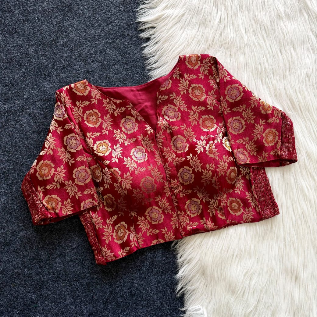 Side Elastic Stretchable Banarasi Brocade Silk Blouse – ₹799