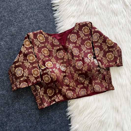 Side Elastic Stretchable Banarasi Brocade Silk Blouse – ₹799